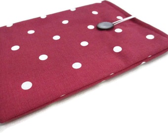 Red dotty padded case for iPad air pouch, 10 inch tablet case, fabric iPad cover, iPad 2 sleeve, iPad Pro 9.7 case, Apple tablet sleeve