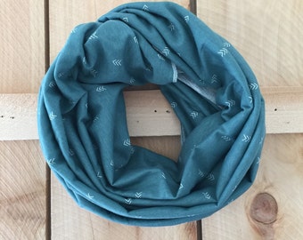Nursing Scarf Green Arrows Boho, Breastfeeding Cover Up, Infinity Scarf Arrows Modern