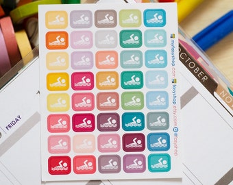 40 Swimming Class Stickers // Swimming Lessons Stickers - Stickers for Planner