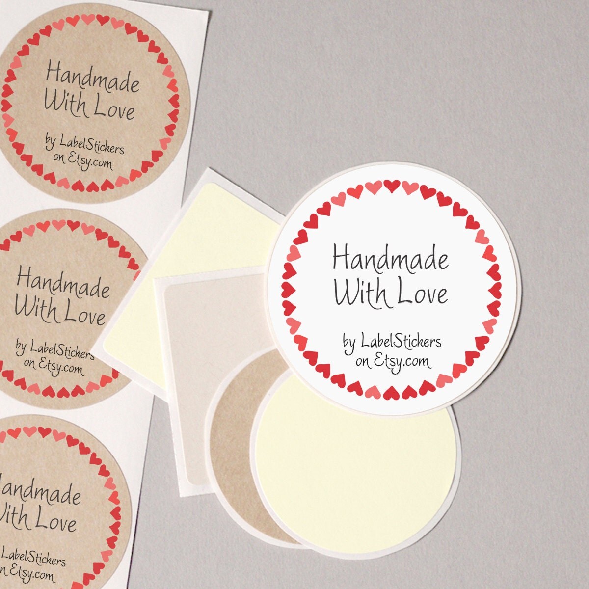 your shop name Handmade With Love label stickers Etsy supplies