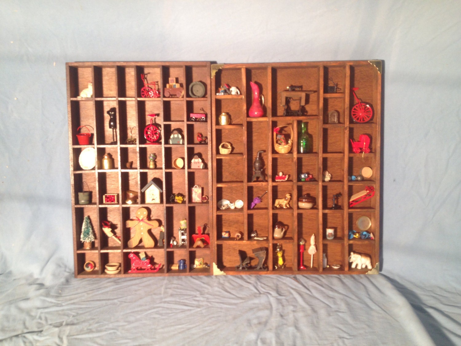 Vintage Miniatures Curio Shelf Shadow Box Display Cases