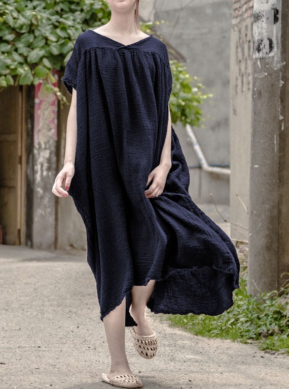 Asymmetrical blouse linen tunic dress linen maxi dress long