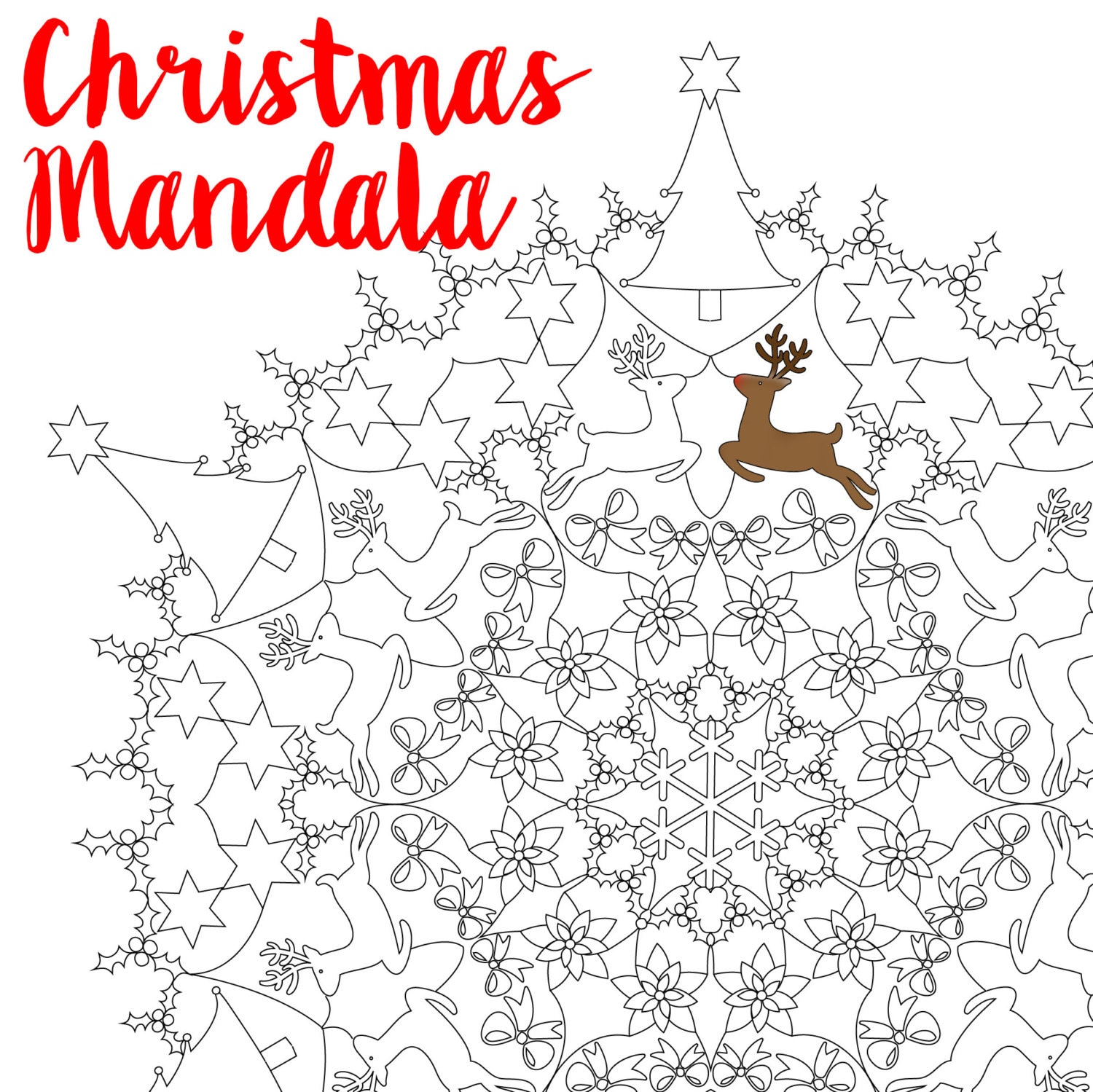 Download Christmas Mandala Coloring Page for Adults Holiday by ToColor