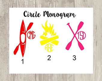 Camping With or Without Monogram Decal/Sticker--Kayak Decal--Campfire Decal--Oar Decal--Camping Decal