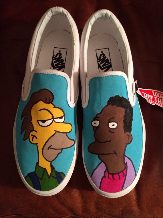 Hand painted custom Simpsons shoes Lenny and by BorrowAFeeling