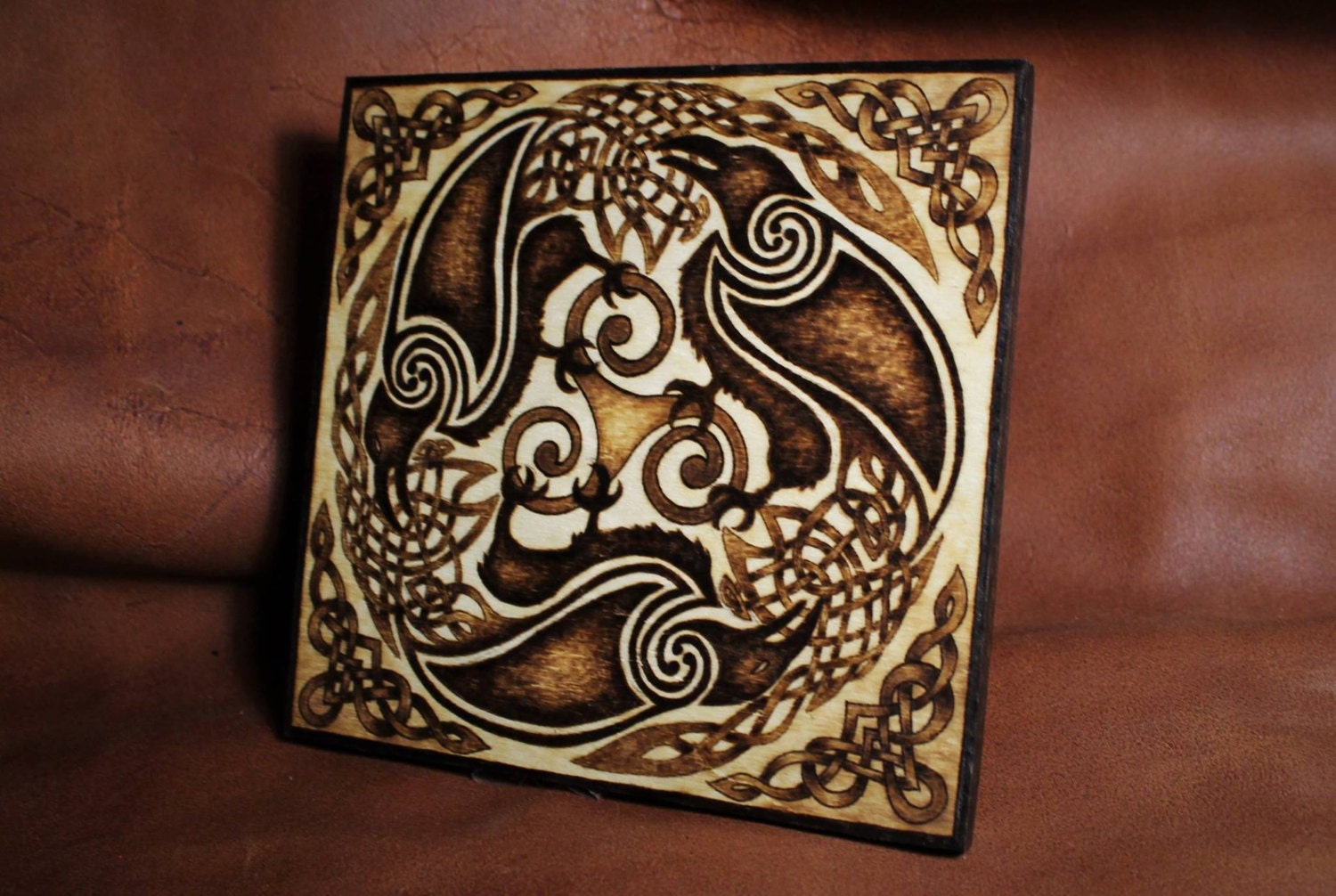 Celtic Viking Raven Triskele Pyrography by SkjaldmaerPyrography