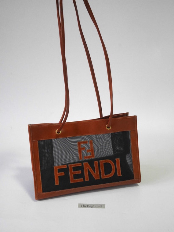 vintage fendi mesh tote bag