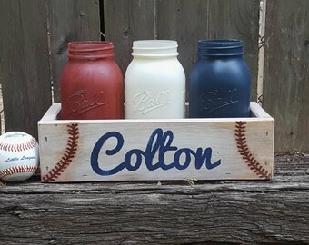 Baseball Decor, Baseball Gift, Custom Baseball, Baseball Mason Jar, Personalized Baseball, Baseball Coach Gift, Baseball Centerpiece