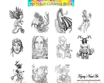 Adult Coloring Book- Digital version of "Color A Fantasy" vol 1. Increase your creativity and escape the pressures of the "real" world!