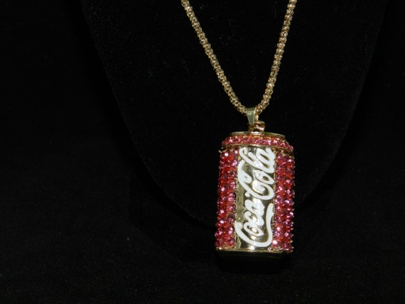 FT004 Huge Crystal Coke Can Necklace by KarinsForgottenTreas