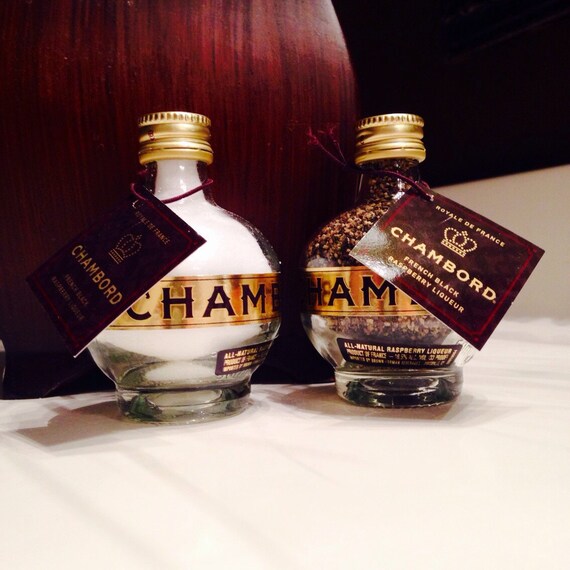 Chambord mini GLASS bottles set of salt and by PuzzlingPurpose