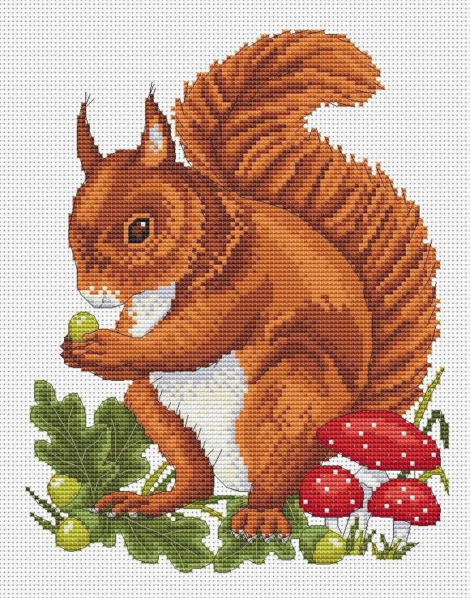 red squirrel cross stitch chart