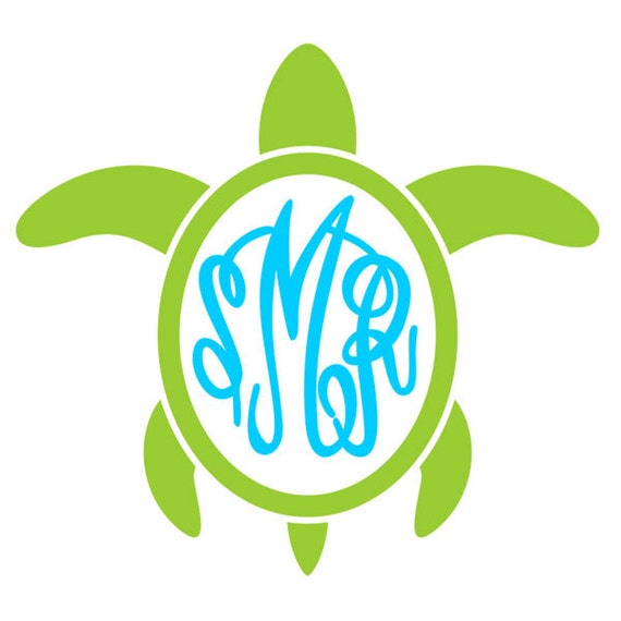 Download Turtle Monogram Frame Cuttable Designs SVG DXF EPS use with