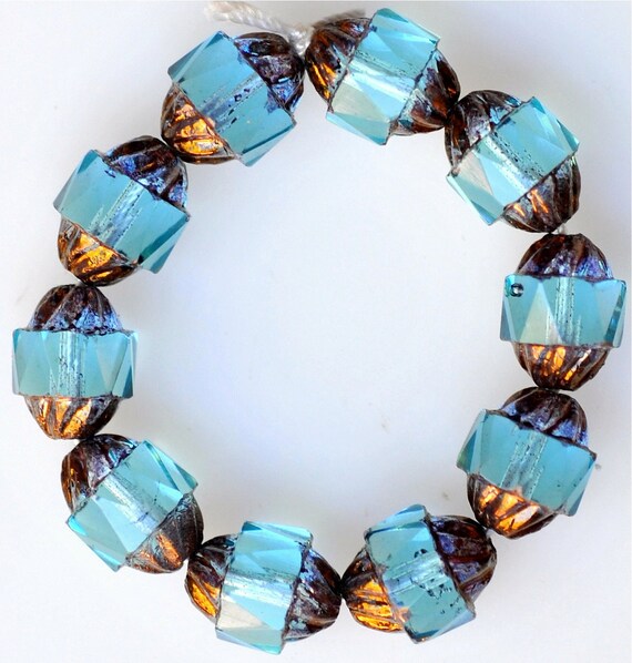 10mm x 8mm Fire Polished Glass Beads with Center Band and