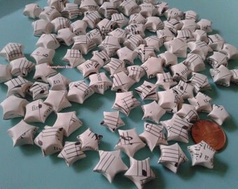 200 music notes star origami, sheet music star origami