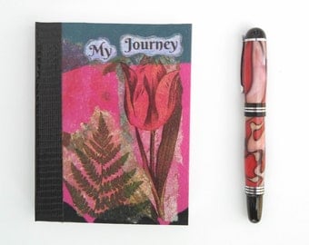 Small Hand Painted Journal; FREE SHIPPING; Writing Journal; Small Sketchbook; Glue Bound Blank Notebook; My Journey Collage Art