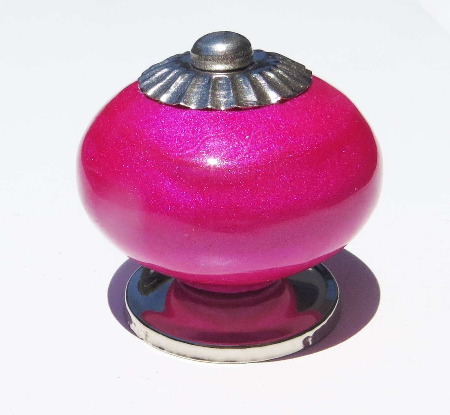 Neon Hot Pink Ceramic Knob Pull for Dresser by ShabbyRestore