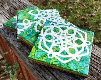 Green Snowflake Coasters