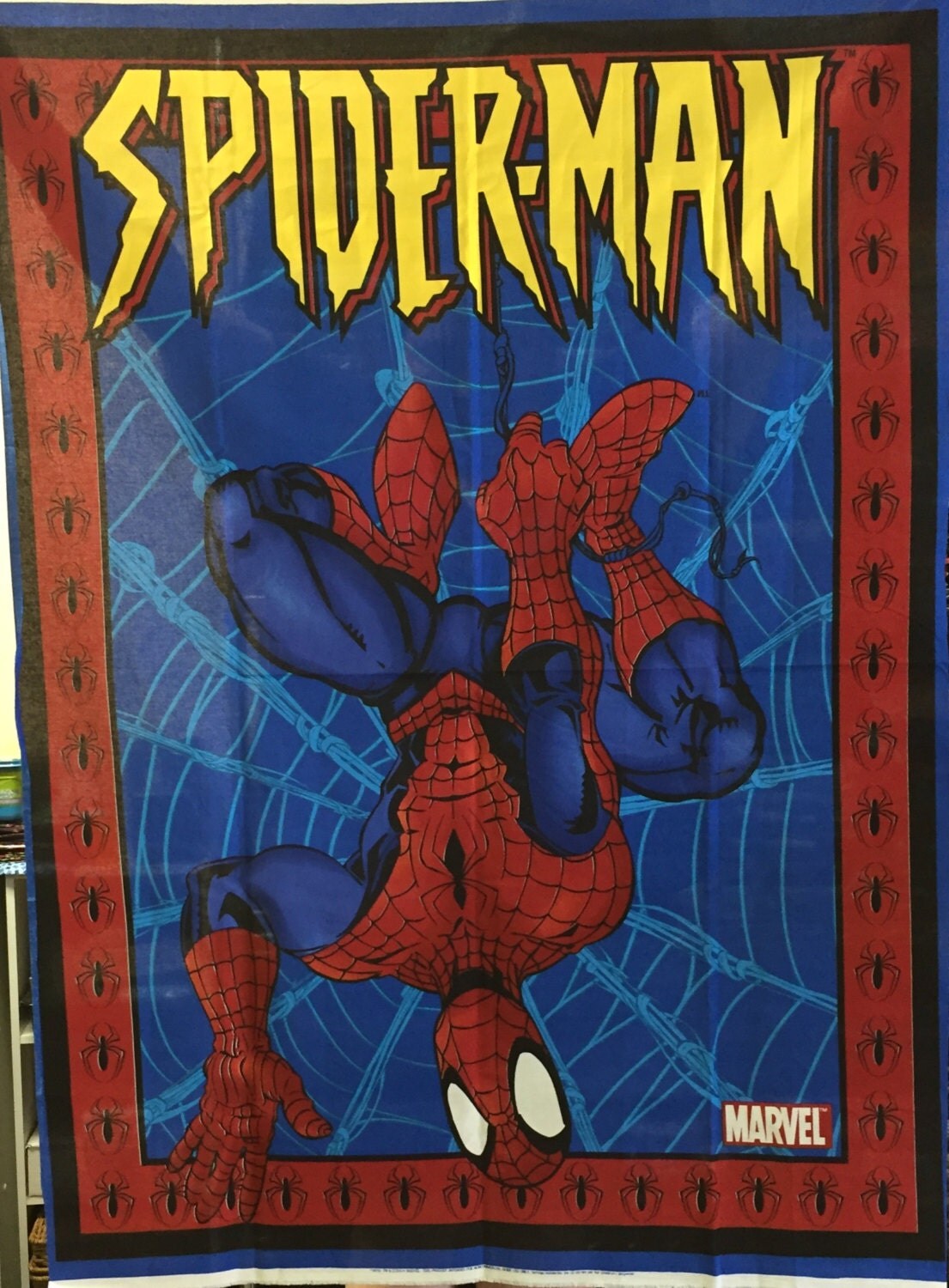 SpiderMan cotton fabric panel from FabFabricsnFinds on Etsy Studio