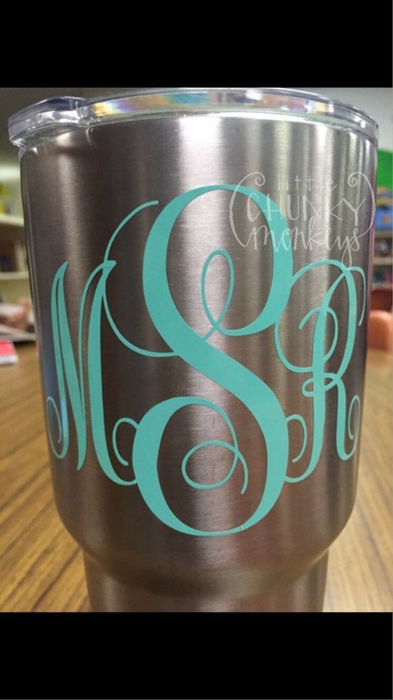 Vinyl 3 Letter initials for Yeti cup or car decal 3x4 inch