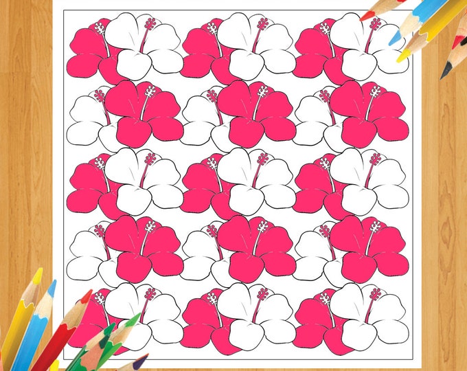 Rose Coloring Page, DIY Flower Coloring, Rose Poster Download, Rose Coloring Sheet, Digital Flower Art Print Pink, Printable Flower