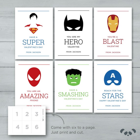 Kids Valentine cards Superhero Valentines Spiderman