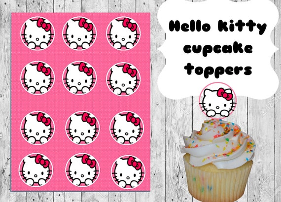 Hello kitty Cupcake Toppers printable by GoldMimeDesigns on Etsy