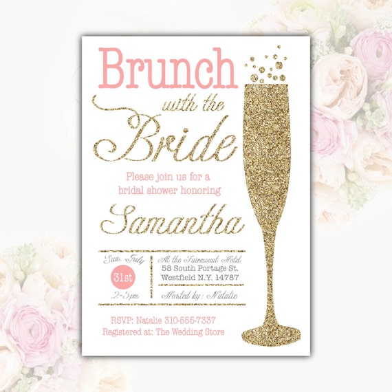 Brunch Bridal Shower Invitation Champagne Bridal Shower