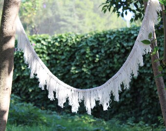 Modern macrame FLUFFY. Macrame garland, macrame bunting, party bunting, bunting, garland. Fluffy, snowy