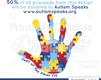 Autism Awareness Puzzle Handprint SVG Cut File & Clipart E114 - Includes Limited Commercial Use!