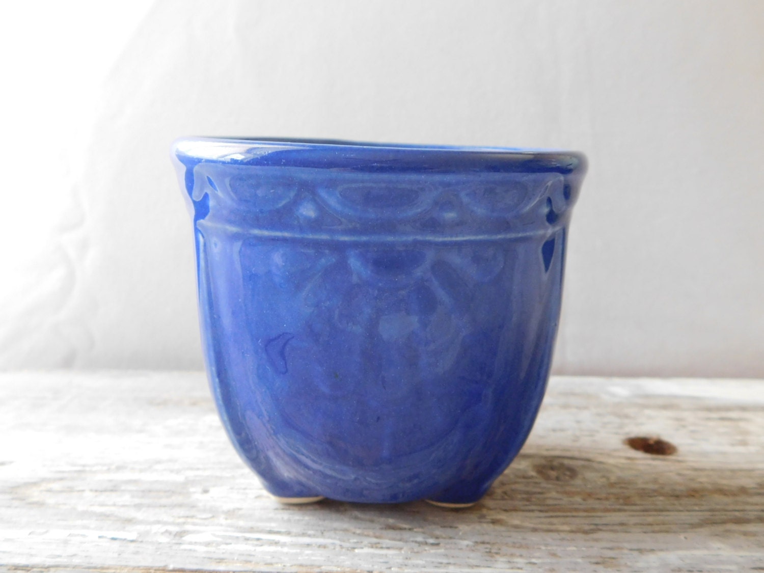 Vintage Flower  Pot  Cobalt  Blue  Shawnee Pottery USA Planter