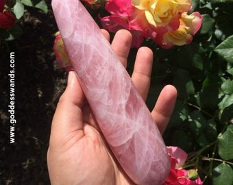 Extra Large 7" Rose Quartz Goddess Wand Pleasure Wand for Sacred Sex and Healing Shakti Wand Yoni Wand Gemstone Dildo