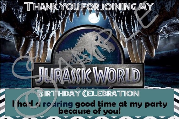 Items similar to Jurassic world thank you cards, INSt.DOWNLOAD,6x4 JPG ...