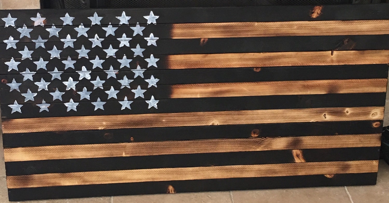 SALE Wood burned flag