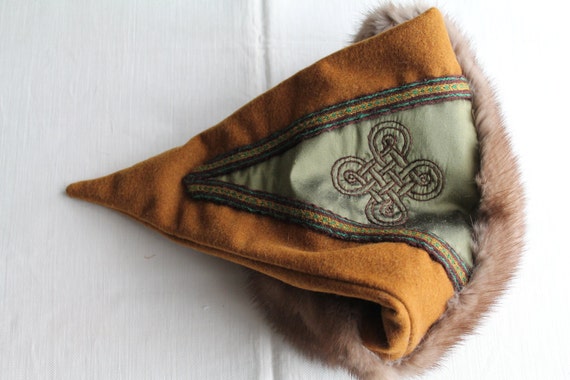 Triangle Norse Merchant Hat Viking Hat With Mink By Nornasmystery