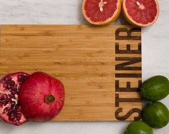 Personalized Cutting Board Wedding Gift Anniversary Family Name Engraved Monogram Initials Chef Kitchen Decor Chopping