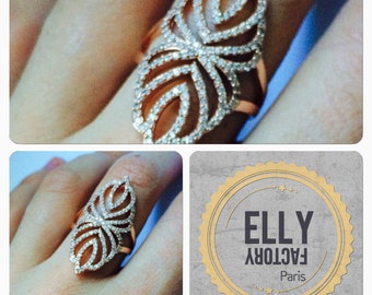 Ring lace zyrconium and gold plated pink