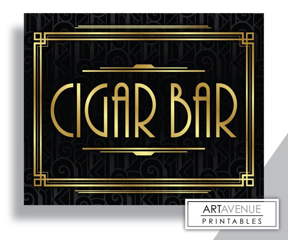 Art Deco Printable Art Gatsby Wedding CIGAR BAR