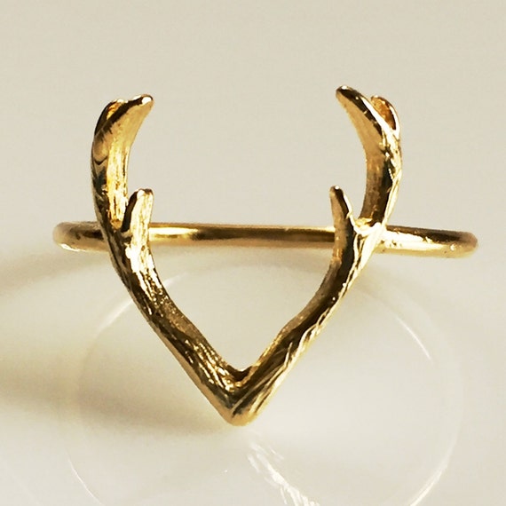 Deer Antler Rings Antler Ring Antler Wedding by mintnchipjewelry