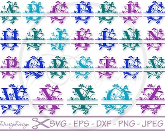Split Monogram Font SVG, Split Alphabet svg files, svg files for cricut, svg split font files, monogram svg silhouette files, DXF files