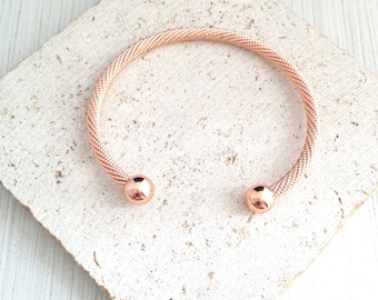 Rose Gold Bracelet,Rose Gold Twisted Bracelet,Rose Gold Open Cuff Bracelet,Ball End Rose Gold Bracelet,Rose Gold Rope Bracelet,Rose Bangle