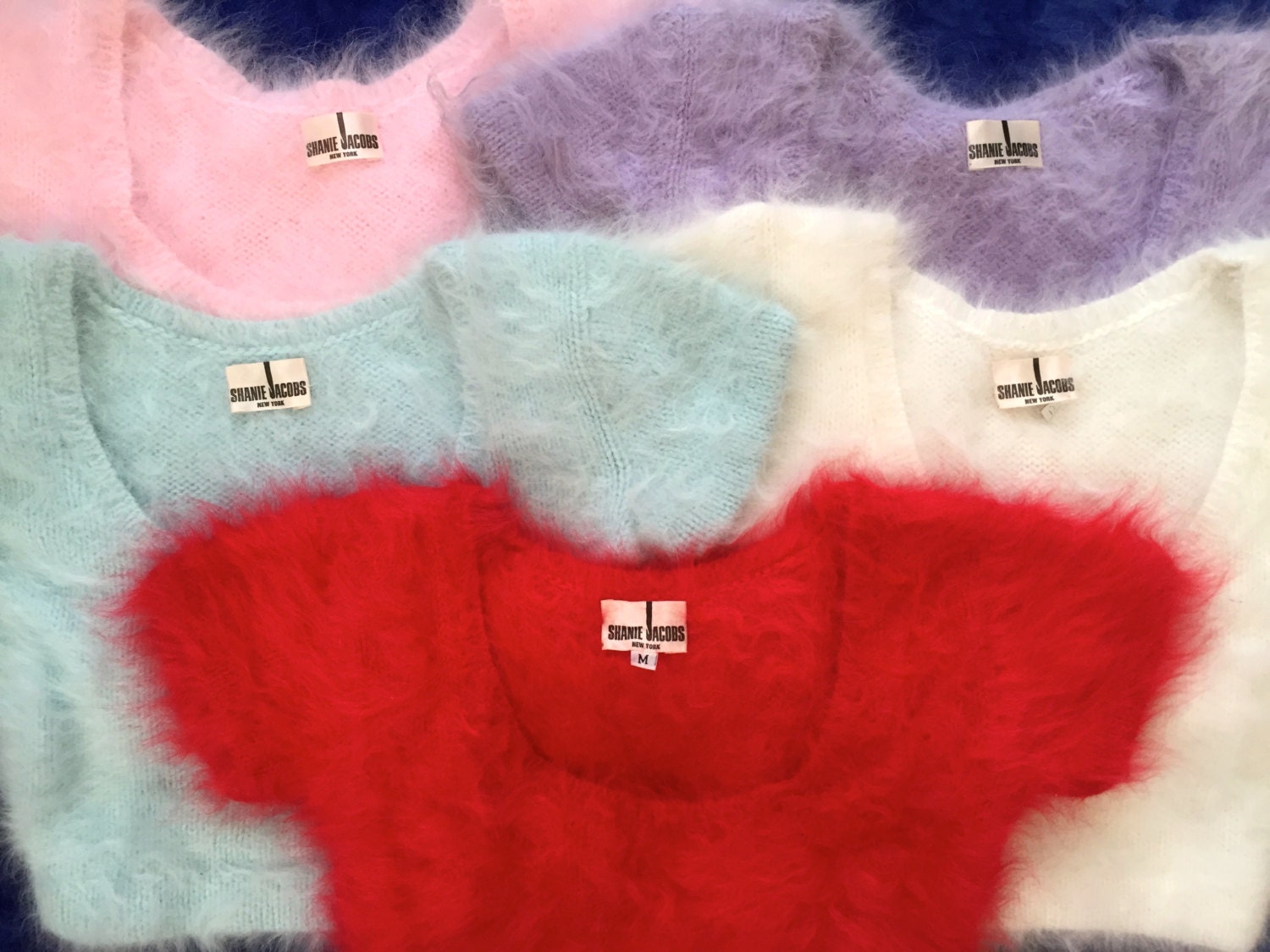 Capped Sleeve Cropped Angora Sweater by Shanie Jacobs