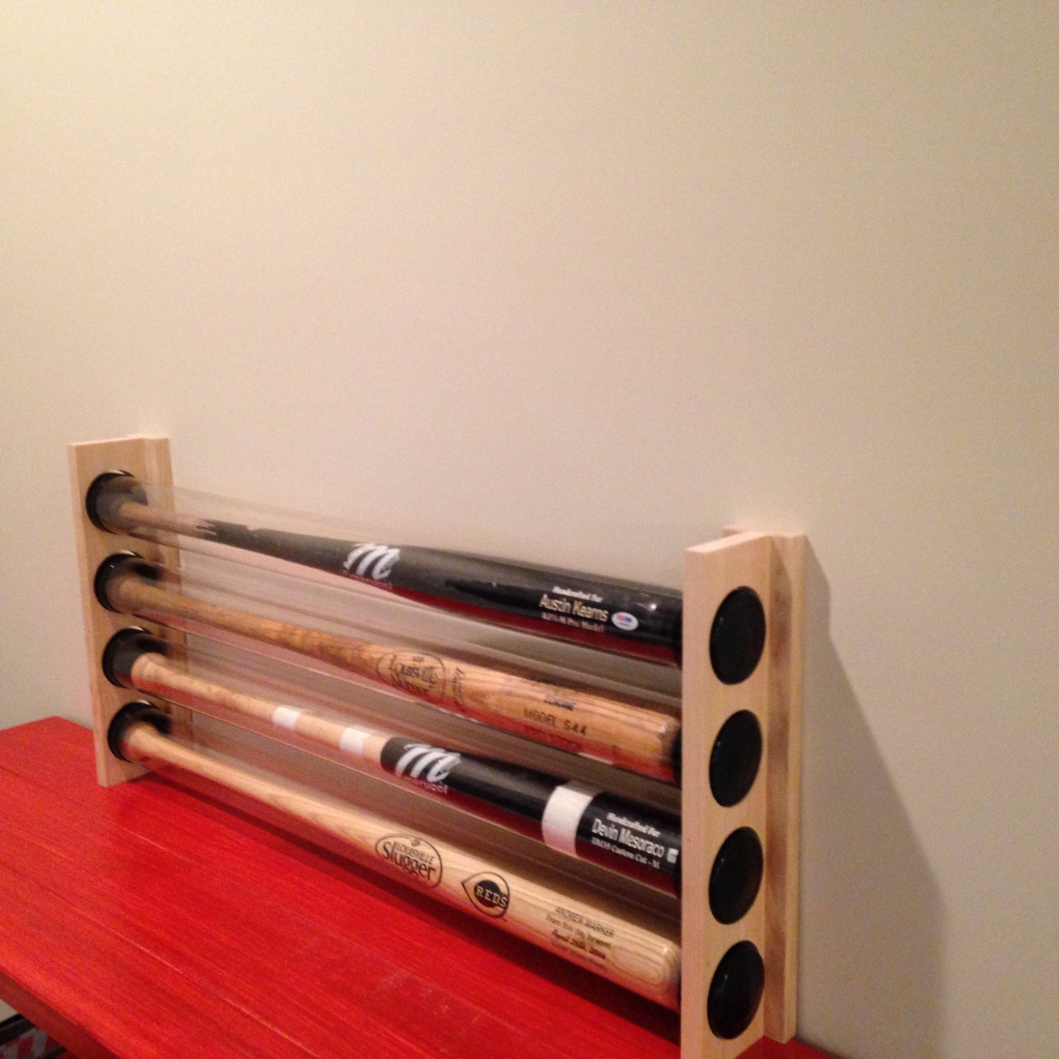 5 Baseball Bat Display Holder Rack Wall Mount Holds 5