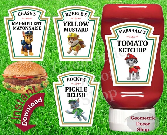 Condiment Labels Paw Patrol Digital File by DazzlingPrintables