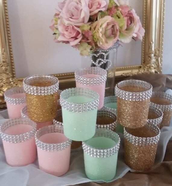 Wedding Votives Glitter votives Votive Holders Table Decor
