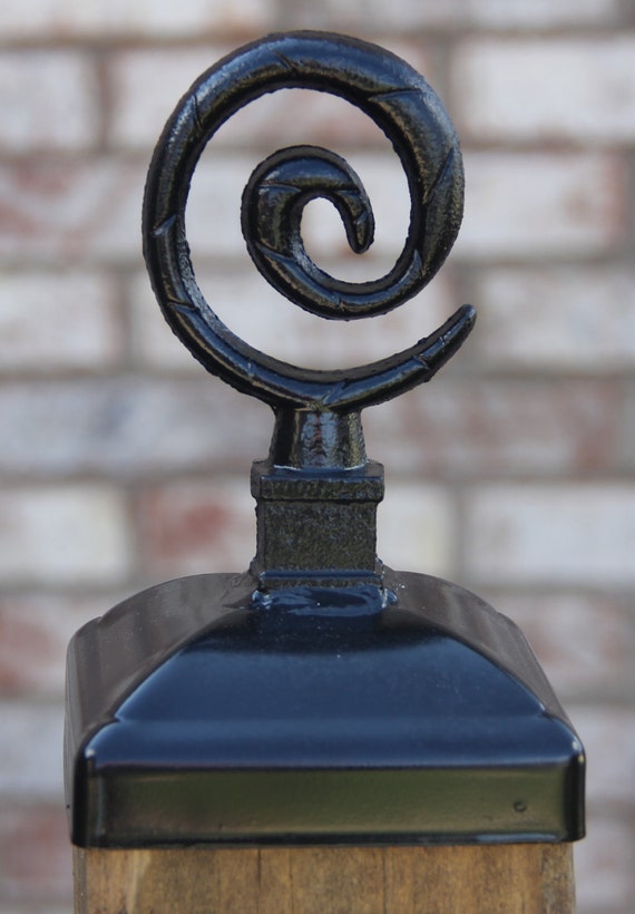 wrought iron spiral post cap for 4x4 wood post
