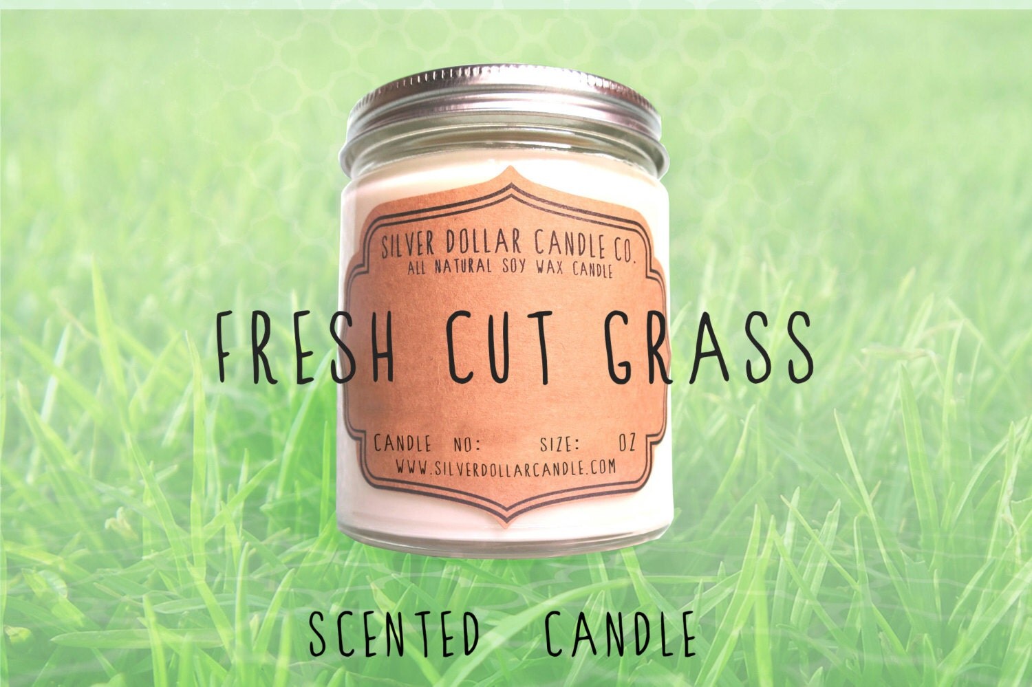 Fresh Cut Grass 8oz Scented Candle Strong by SilverDollarCandleCo