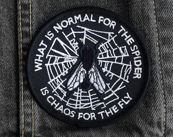 What is Normal Patch by Life Club - Patch denim jacket patch, morticia addams, the addams family, embroidered patch, punk patch, spiderweb