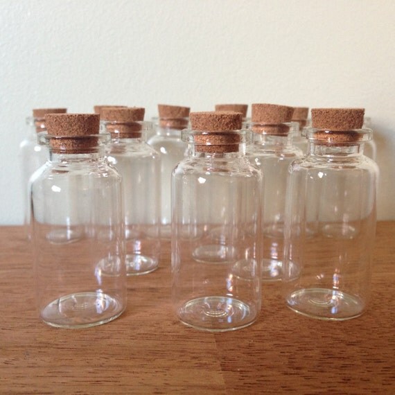 BULK BUY 100x small glass bottles with corks by lemonandlimesoap