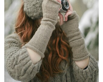 Long Arm Warmers | Wool Arm Warmers | Fingerless Gloves | Alpaca Wool Gloves | Fingerless Arm Warmers | Fingerless Woolen Mittens